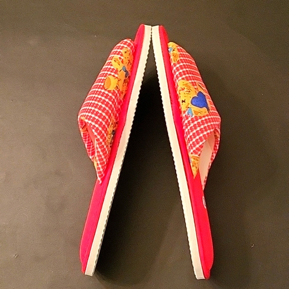 NEW Cutest Teddy Bear Slippers! XL Red Fabric, Gingham Print - Picture 5 of 8